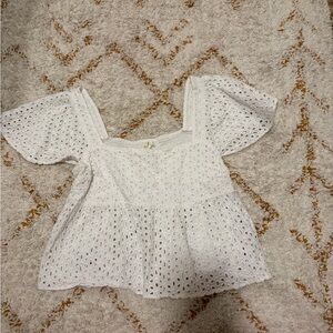 Elegant White Eyelet Women's Top